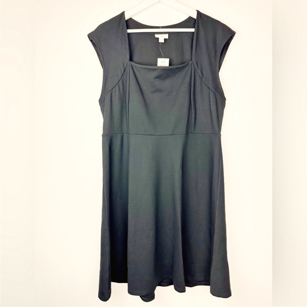 CHRISTIAN SIRIANO X J. JILL square neck midi black dress. NWT. Sz. Sm.